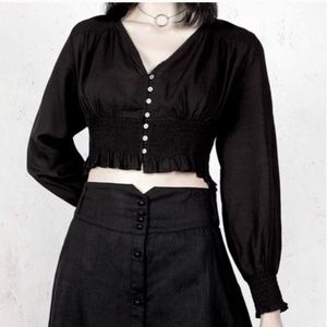 Black Linen Top/Blouse